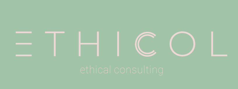 Ethicol Consulting logo in green and pink